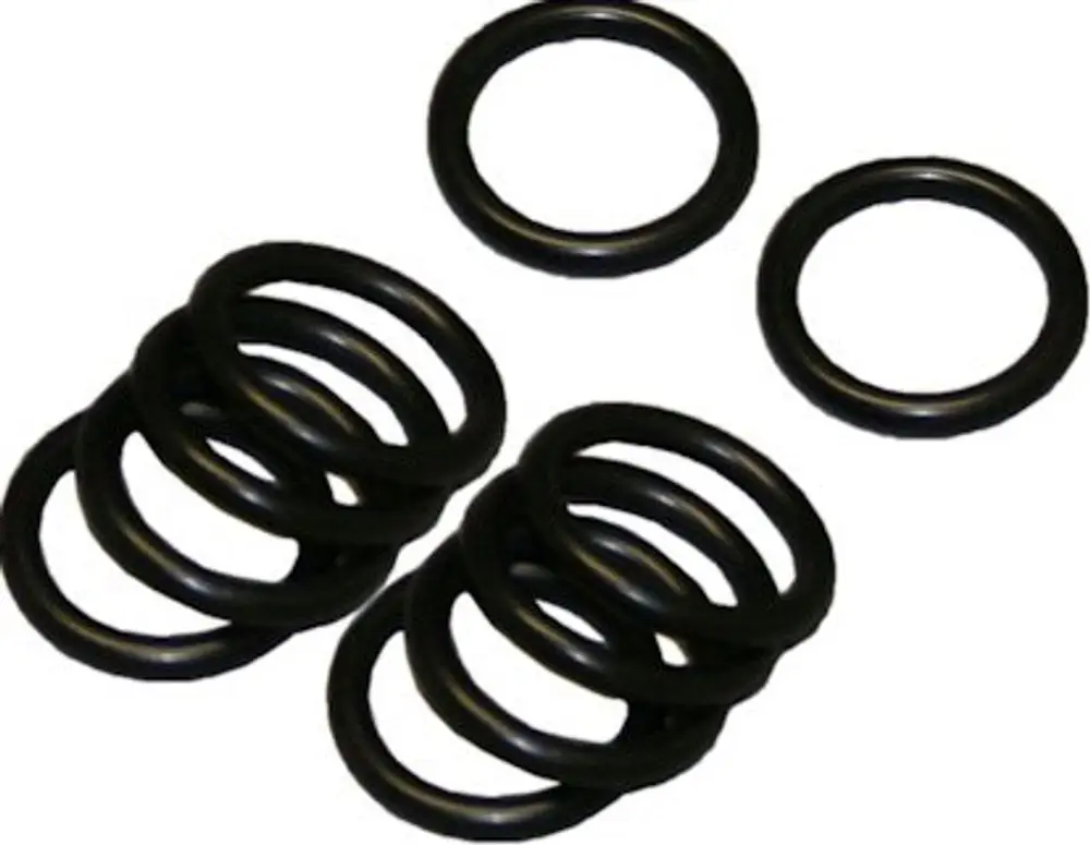 Schwarze O-Ringe in verschiedenen Anordnungen. Die Ringe sind in einer Vielzahl von Stückzahlen dargestellt, typischerweise verwendet in Bosch-Produkten zur Abdichtung.